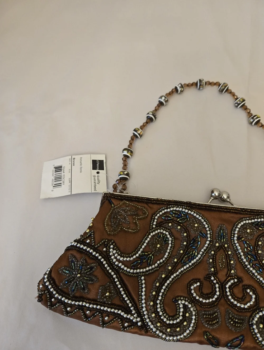 Bisou Bisou Women's Bronze  Handbag Romantic Formal Wedding Beaded throughput